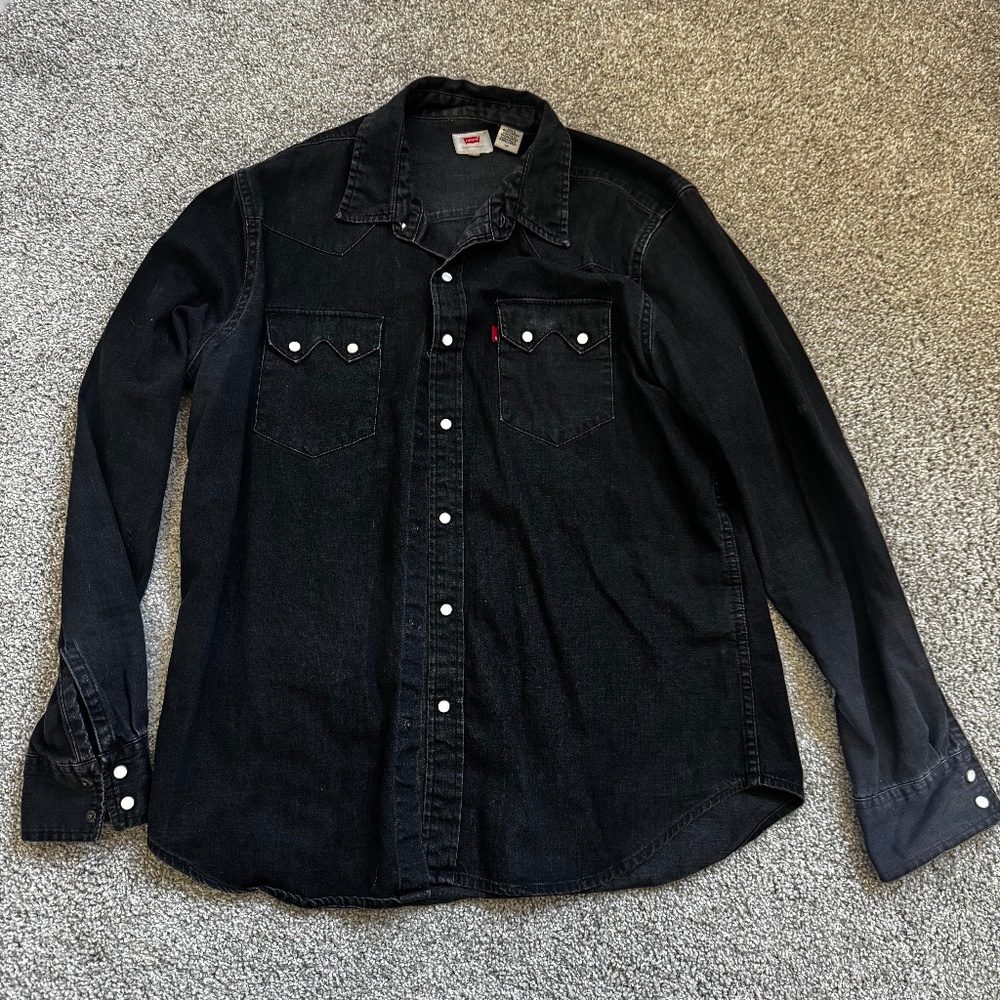 Men’s Levi’s Black Wash Denim Double Pearl Snap Shirt